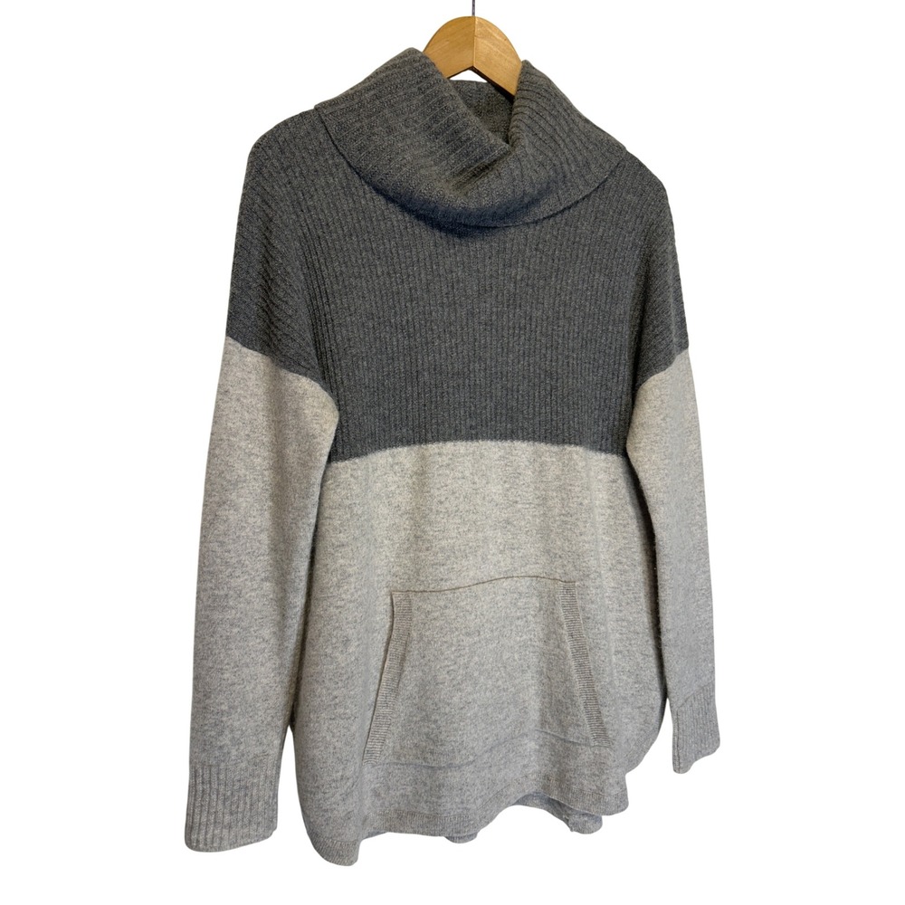 Cashmere Colorblock Cowl Neck Sweater 2 Tone Gray Size Small